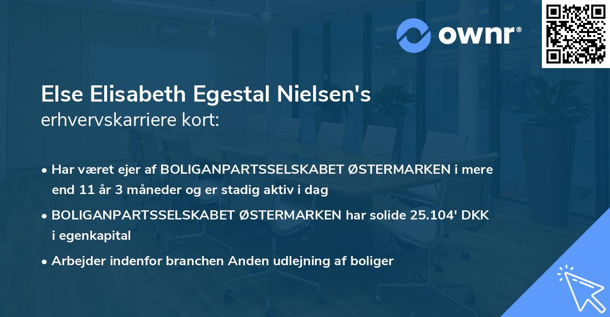 Else Elisabeth Egestal Nielsen's erhvervskarriere kort