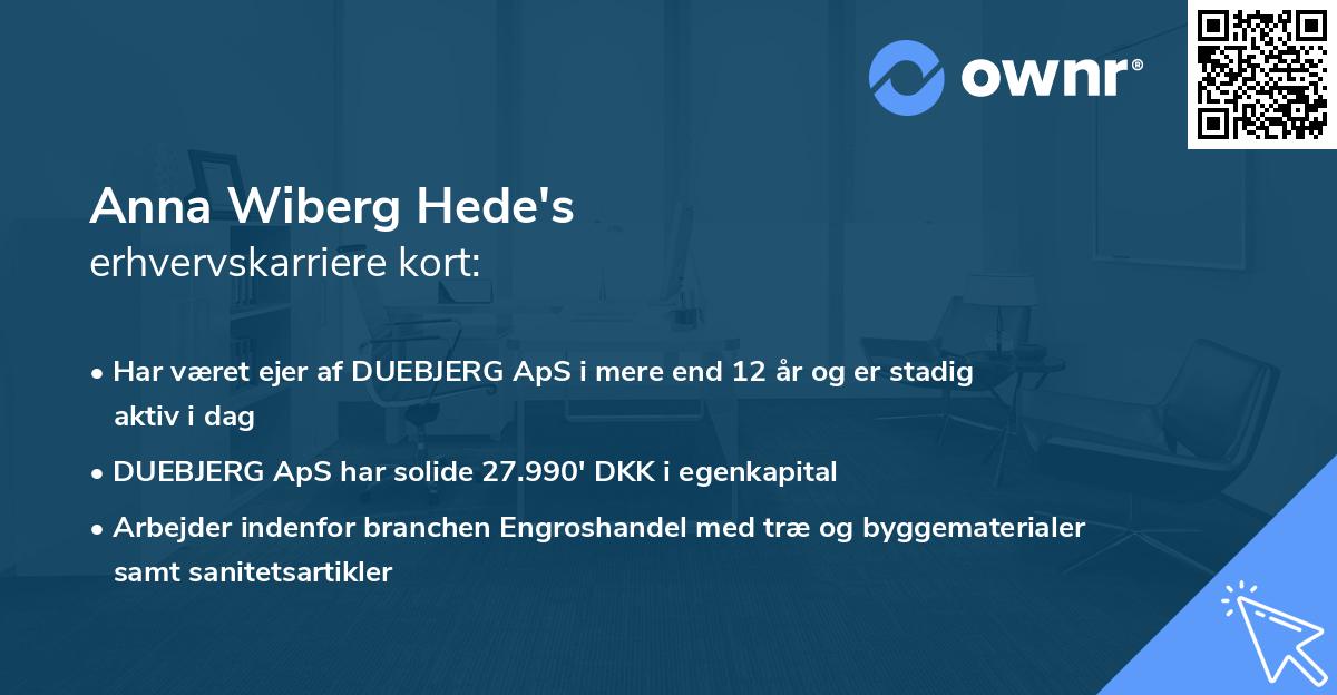 Anna Wiberg Hede's erhvervskarriere kort