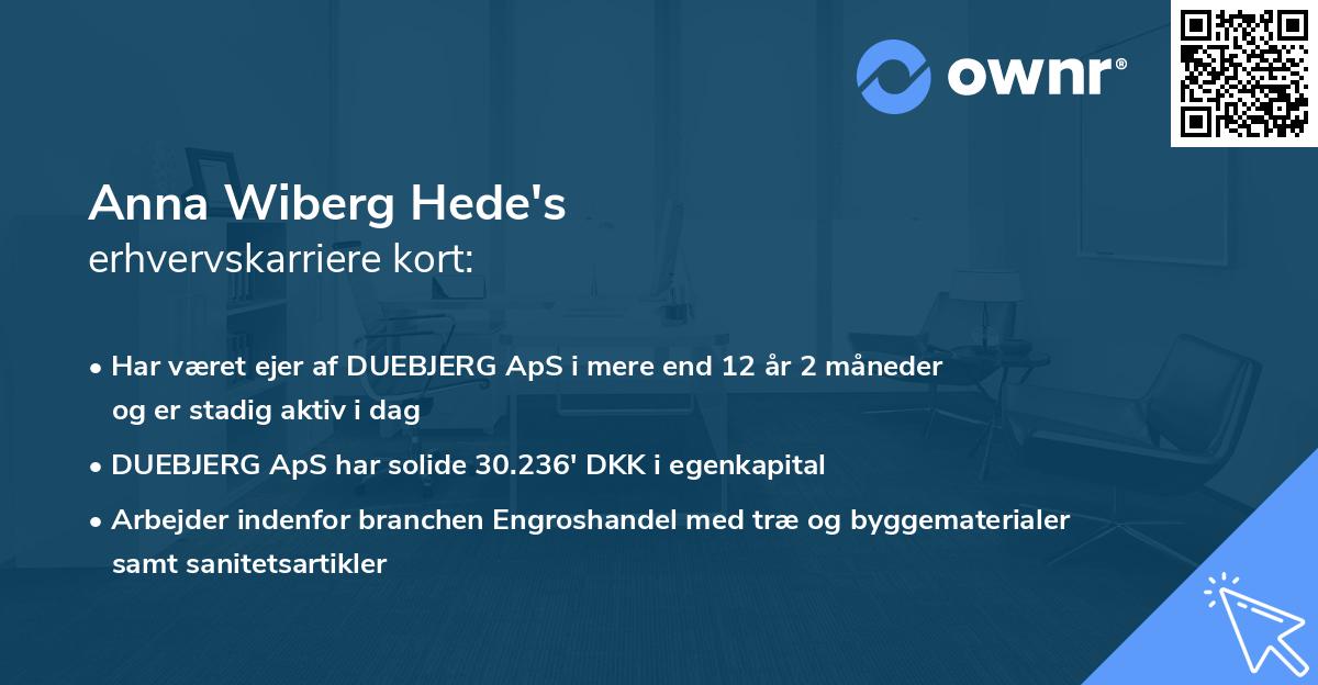 Anna Wiberg Hede's erhvervskarriere kort