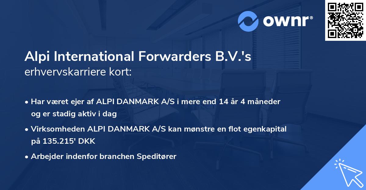 Alpi International Forwarders B.V.'s erhvervskarriere kort