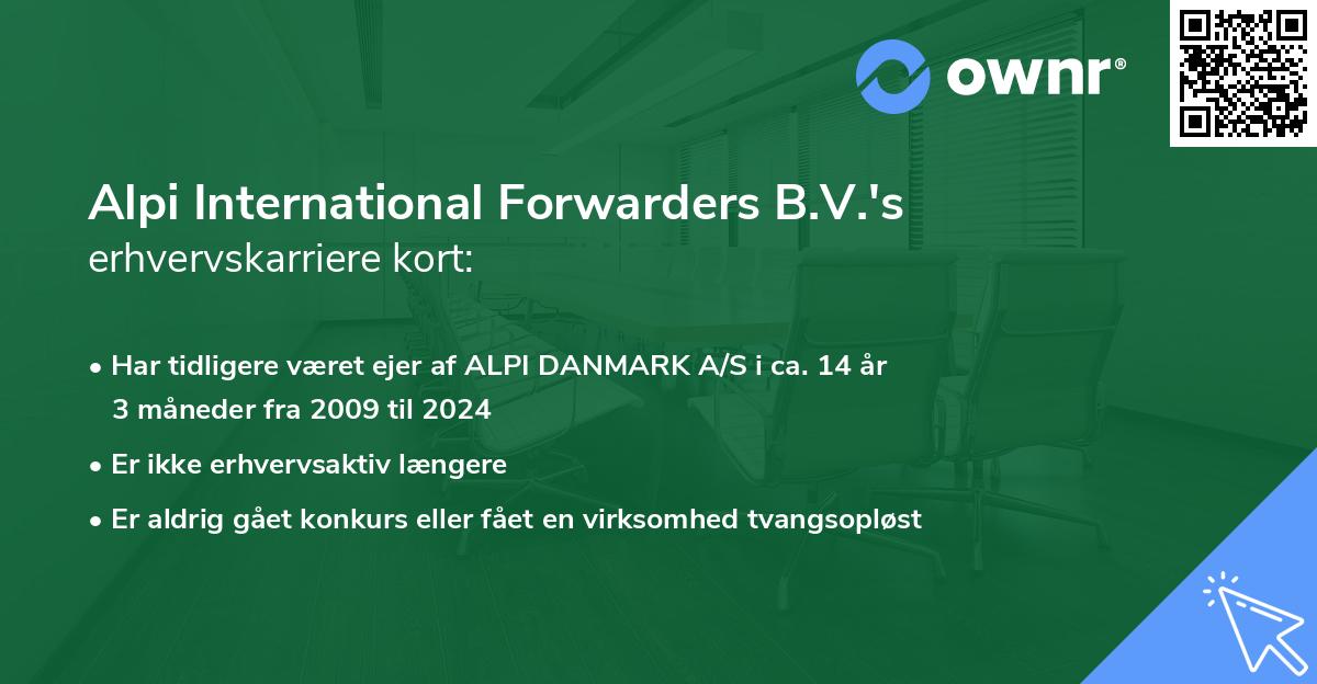 Alpi International Forwarders B.V.'s erhvervskarriere kort