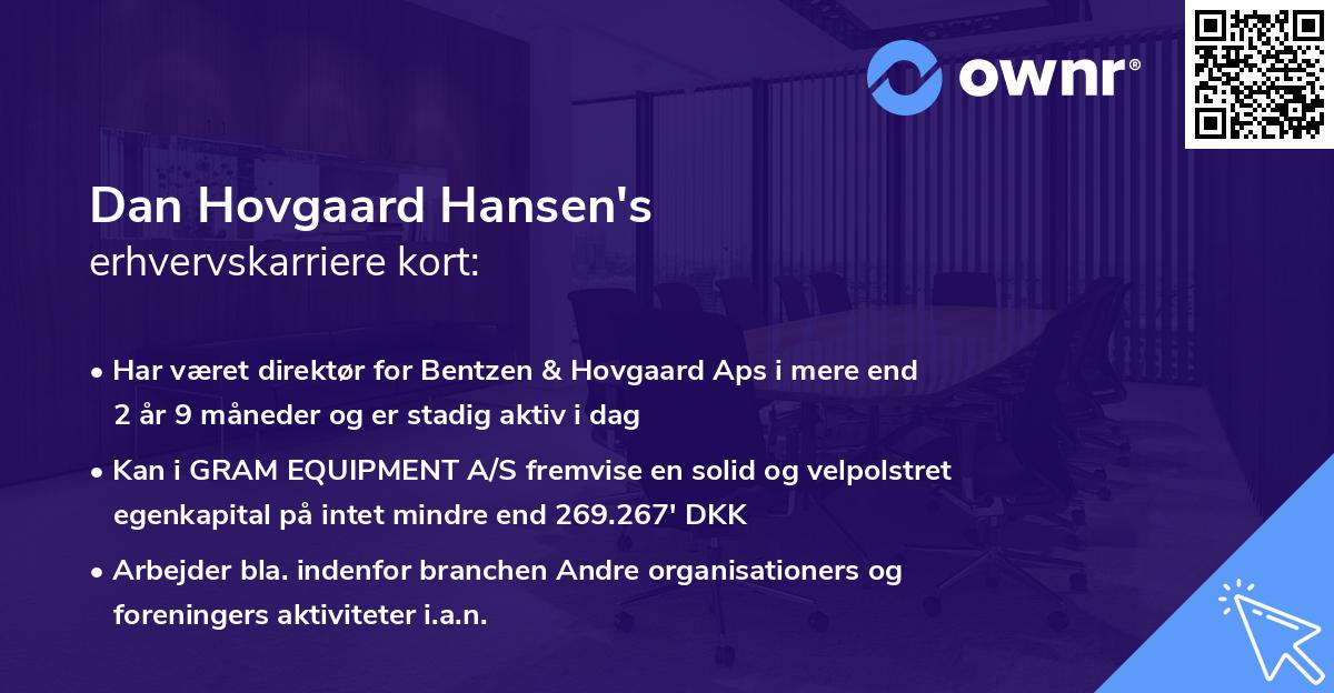 Dan Hovgaard Hansen's erhvervskarriere kort