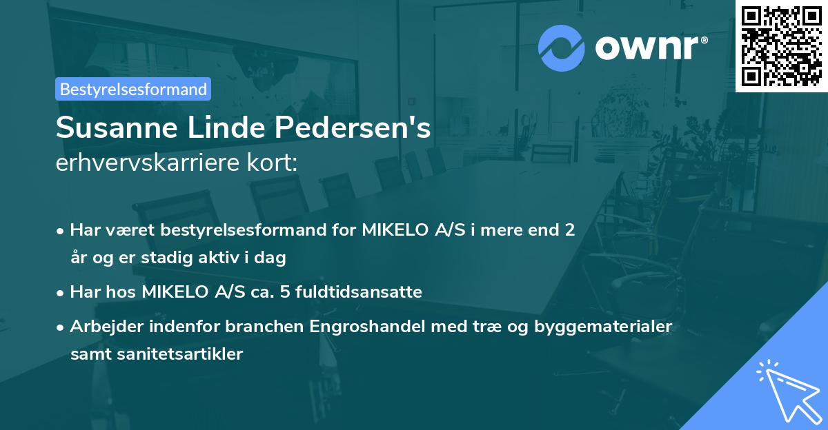 Susanne Linde Pedersen's erhvervskarriere kort
