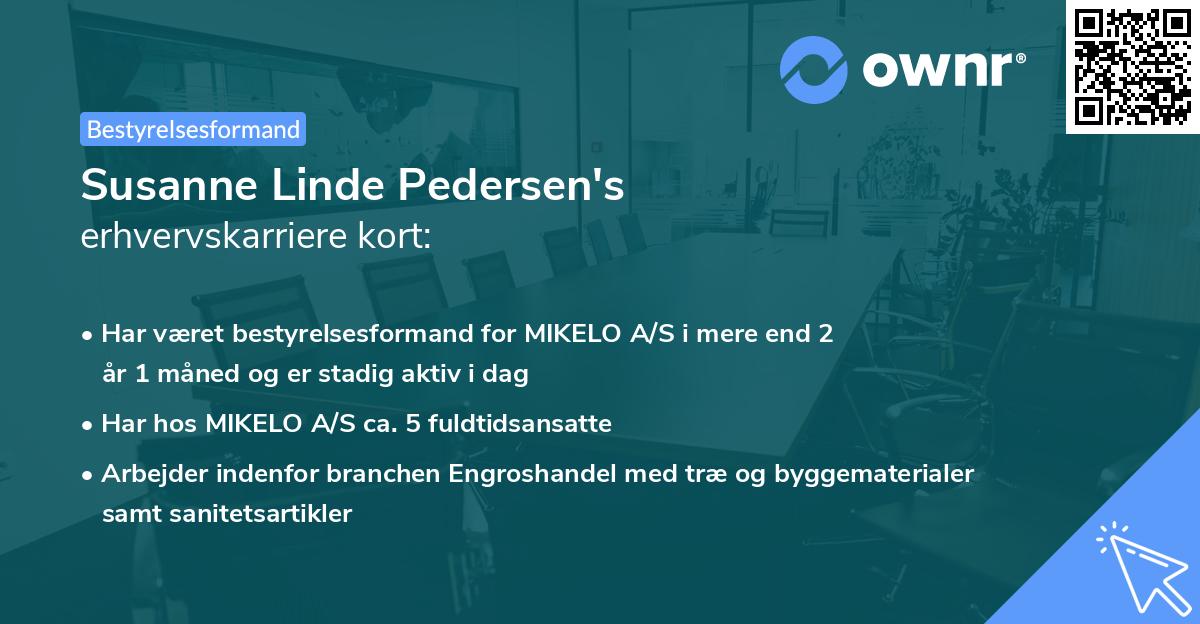 Susanne Linde Pedersen's erhvervskarriere kort