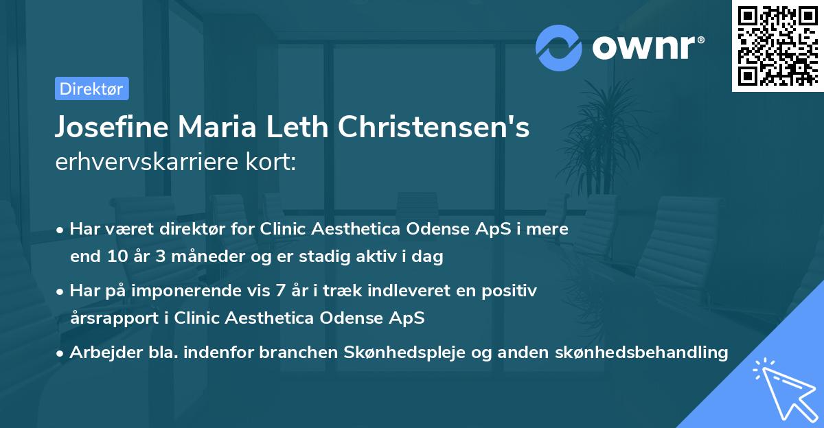 Josefine Maria Leth Christensen's erhvervskarriere kort