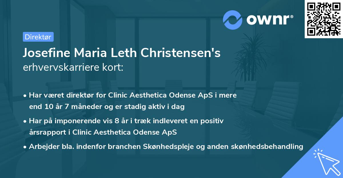 Josefine Maria Leth Christensen's erhvervskarriere kort