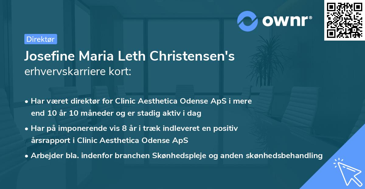 Josefine Maria Leth Christensen's erhvervskarriere kort
