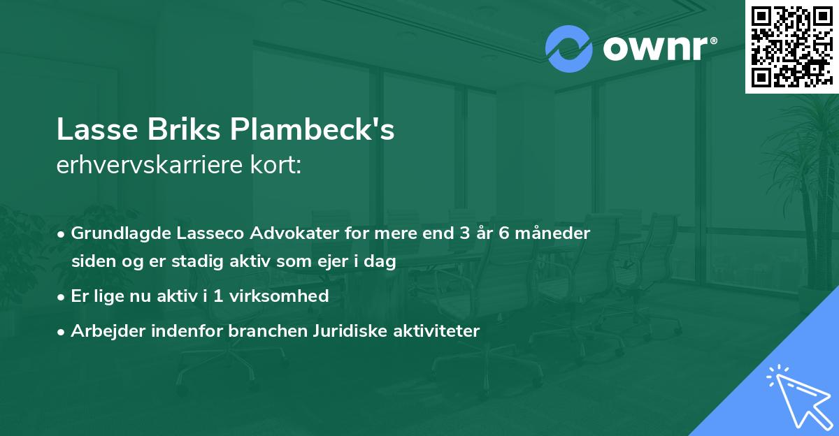 Lasse Briks Plambeck's erhvervskarriere kort