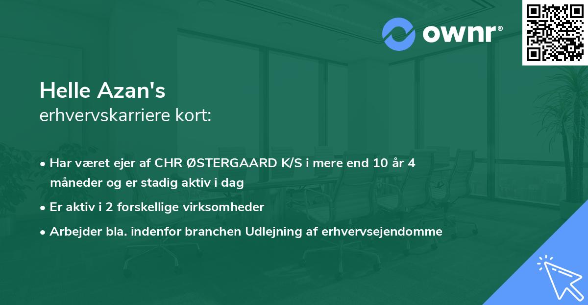 Helle Azan's erhvervskarriere kort