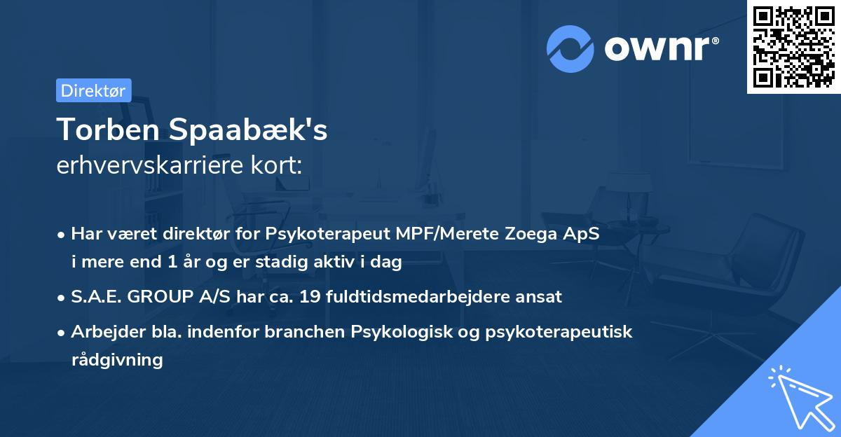 Torben Spaabæk's erhvervskarriere kort