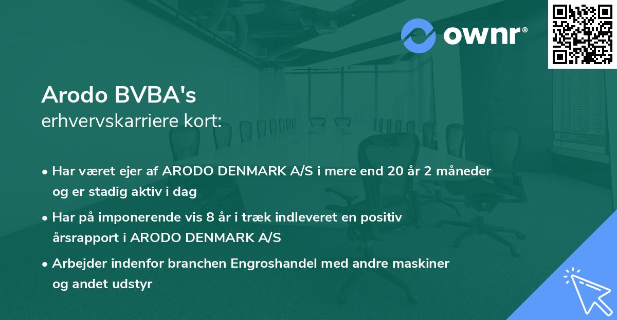 Arodo BVBA's erhvervskarriere kort