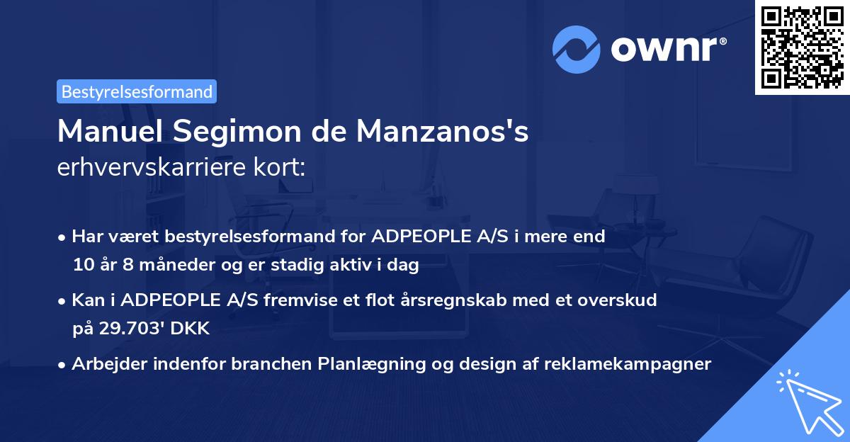 Manuel Segimon de Manzanos's erhvervskarriere kort