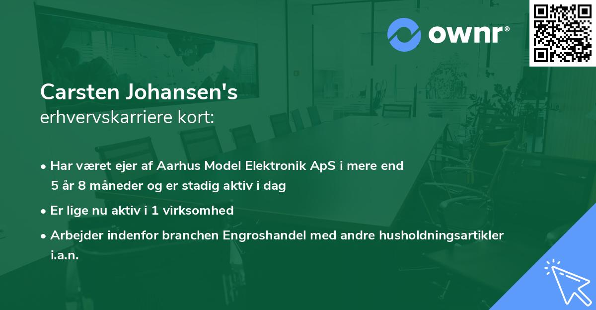 Carsten Johansen's erhvervskarriere kort