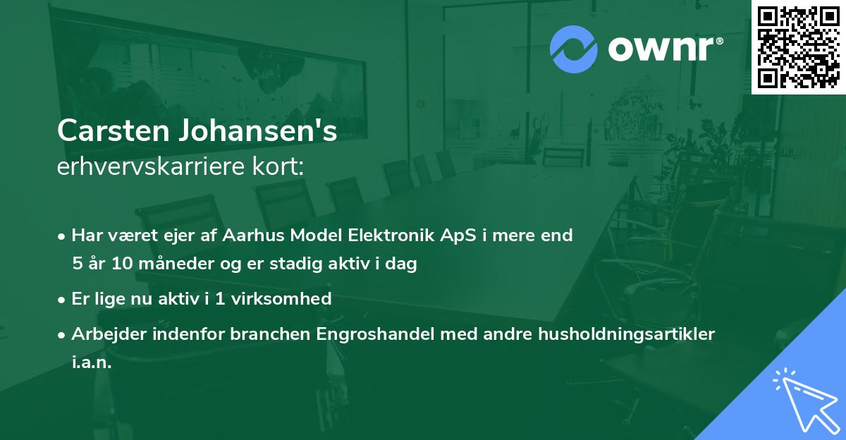 Carsten Johansen's erhvervskarriere kort