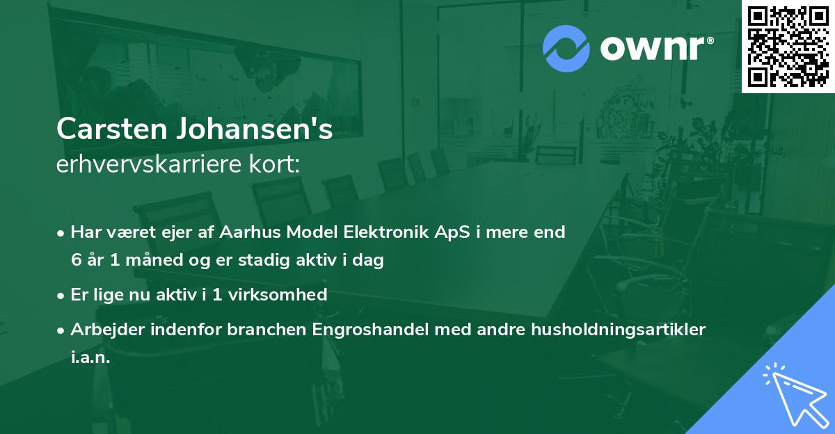 Carsten Johansen's erhvervskarriere kort