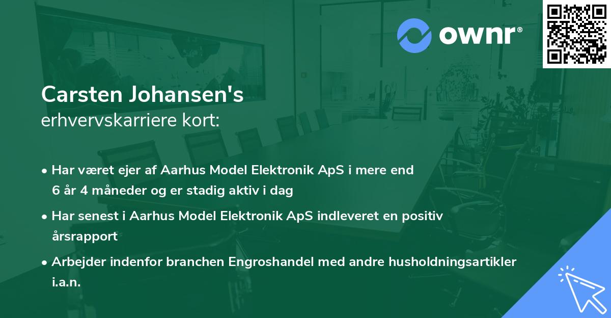 Carsten Johansen's erhvervskarriere kort