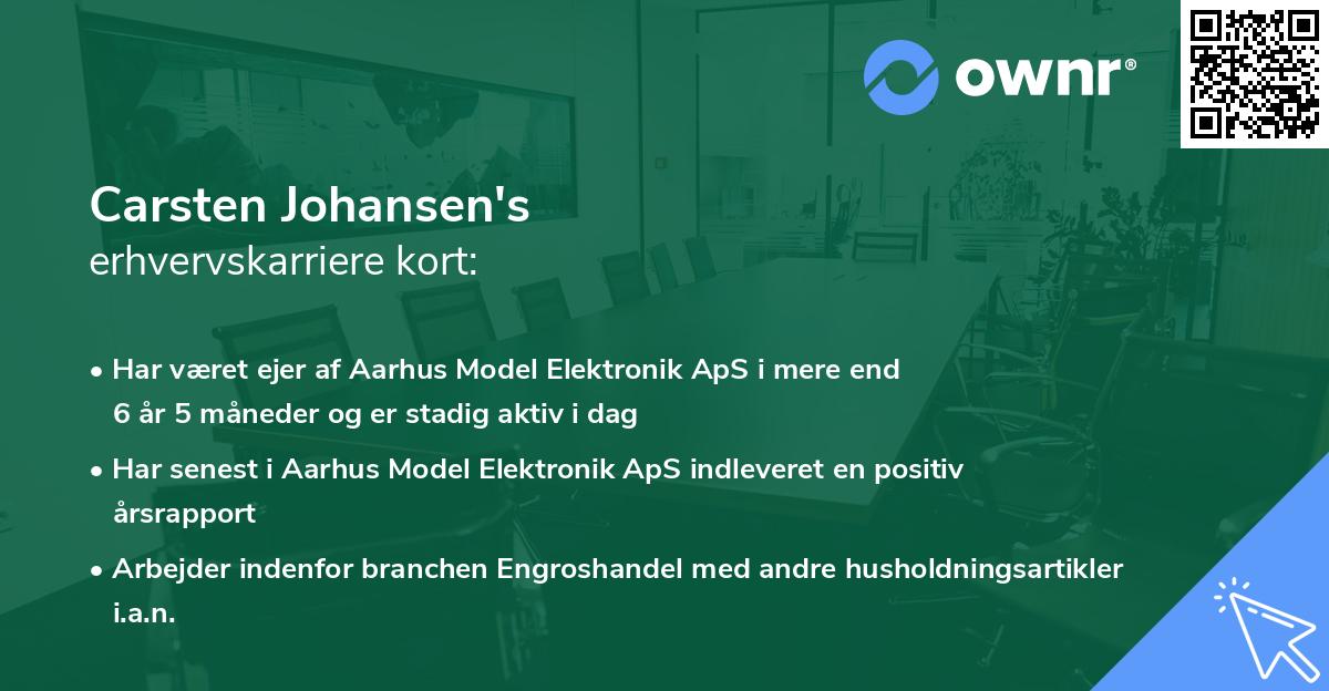 Carsten Johansen's erhvervskarriere kort