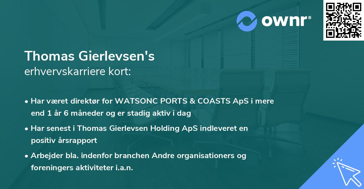 Thomas Gierlevsen's erhvervskarriere kort