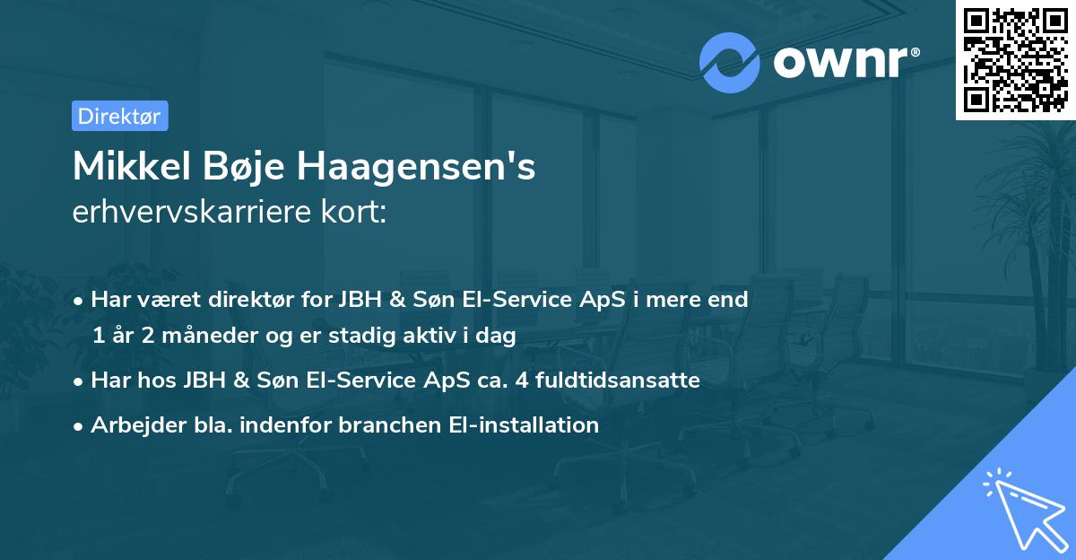 Mikkel Bøje Haagensen's erhvervskarriere kort
