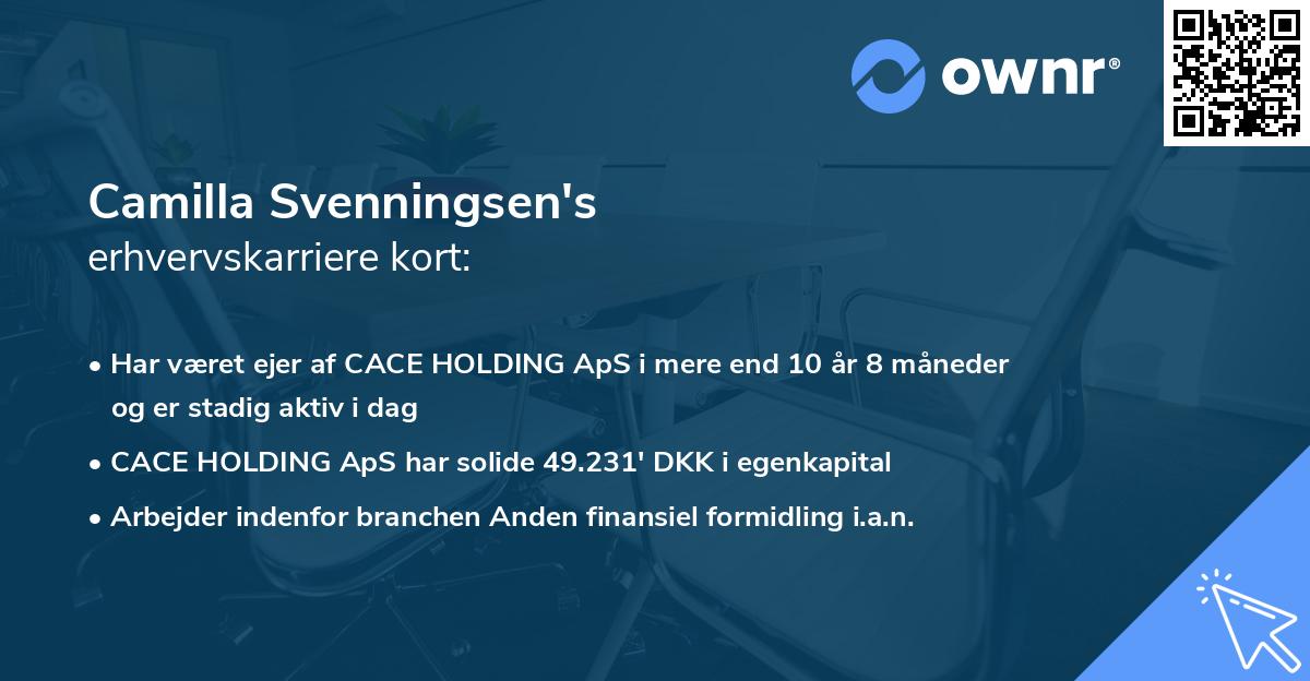 Camilla Svenningsen's erhvervskarriere kort
