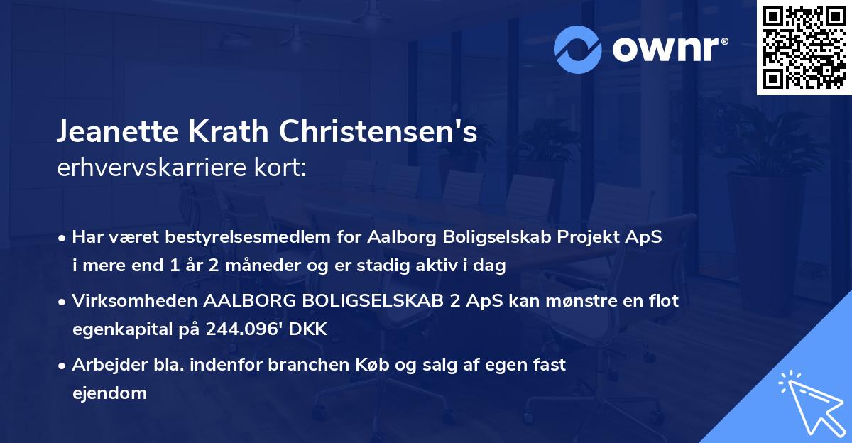 Jeanette Krath Christensen's erhvervskarriere kort