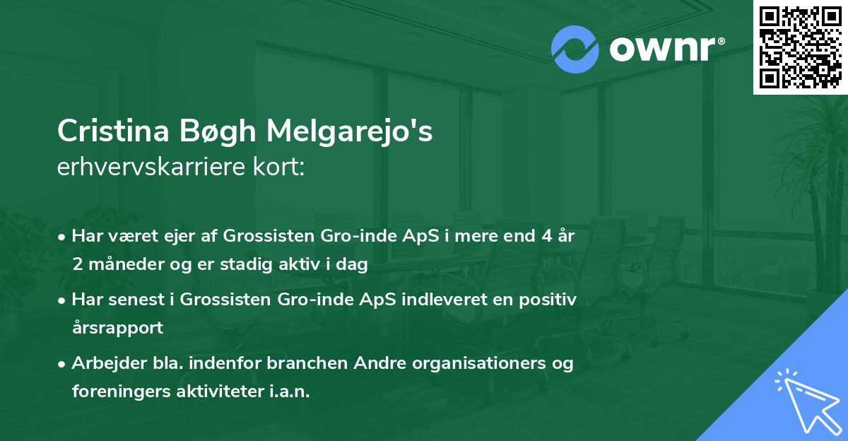 Cristina Bøgh Melgarejo's erhvervskarriere kort
