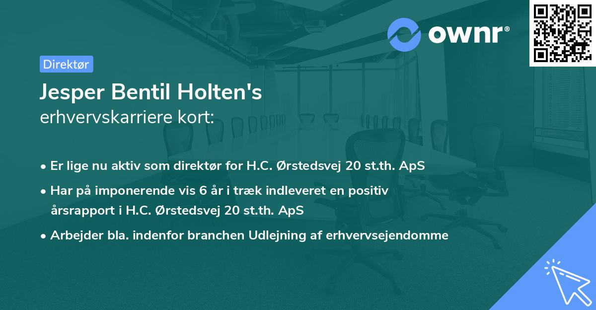 Jesper Bentil Holten's erhvervskarriere kort