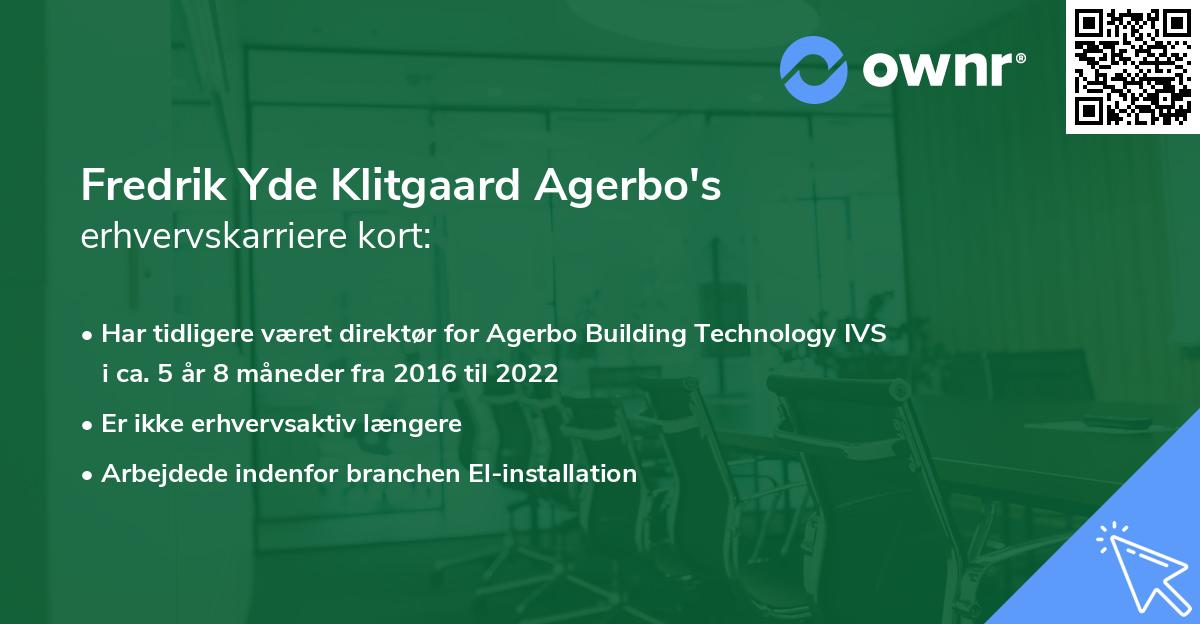 Fredrik Yde Klitgaard Agerbo's erhvervskarriere kort