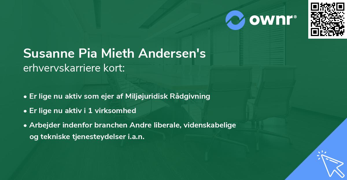 Susanne Pia Mieth Andersen's erhvervskarriere kort
