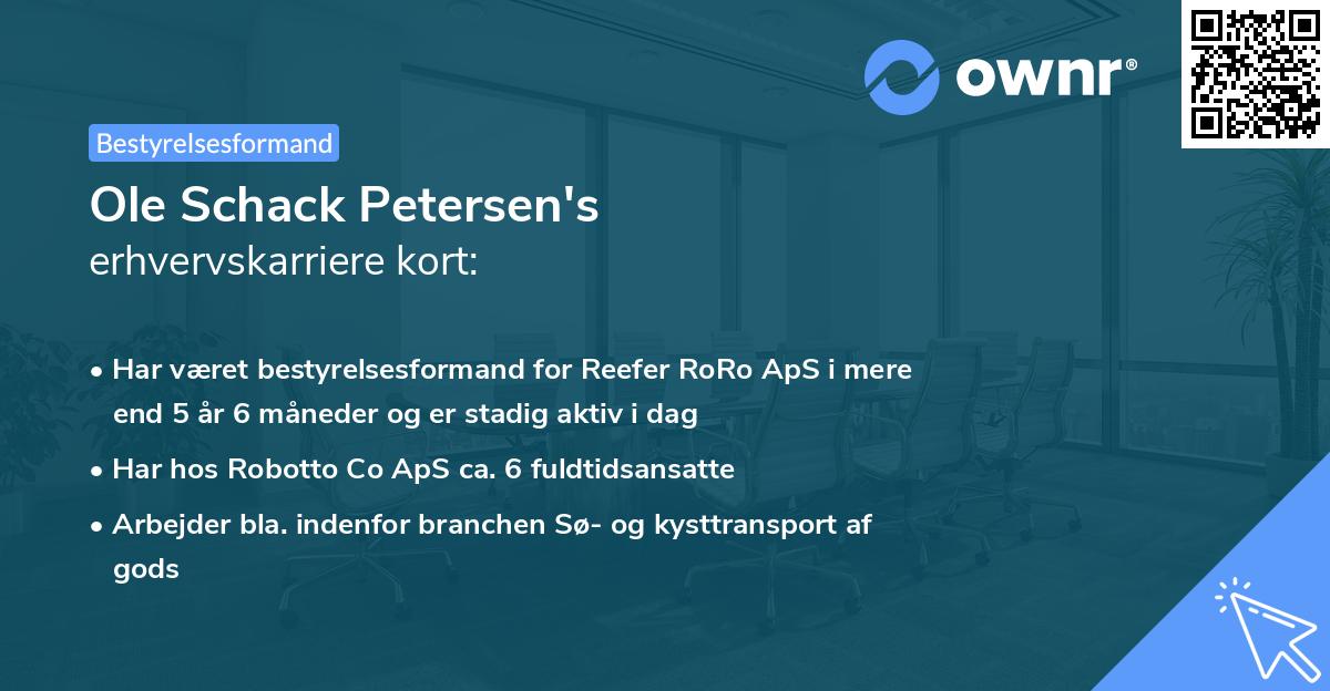 Ole Schack Petersen's erhvervskarriere kort