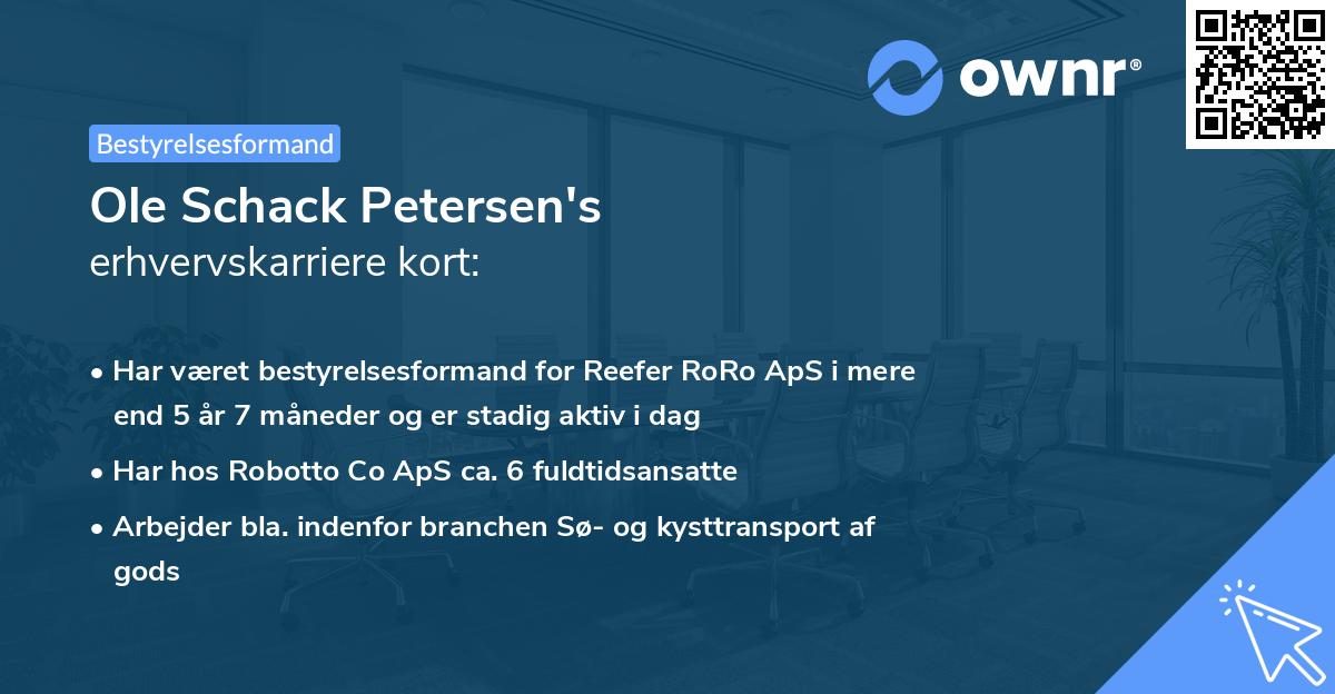 Ole Schack Petersen's erhvervskarriere kort