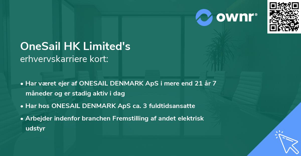 OneSail HK Limited's erhvervskarriere kort
