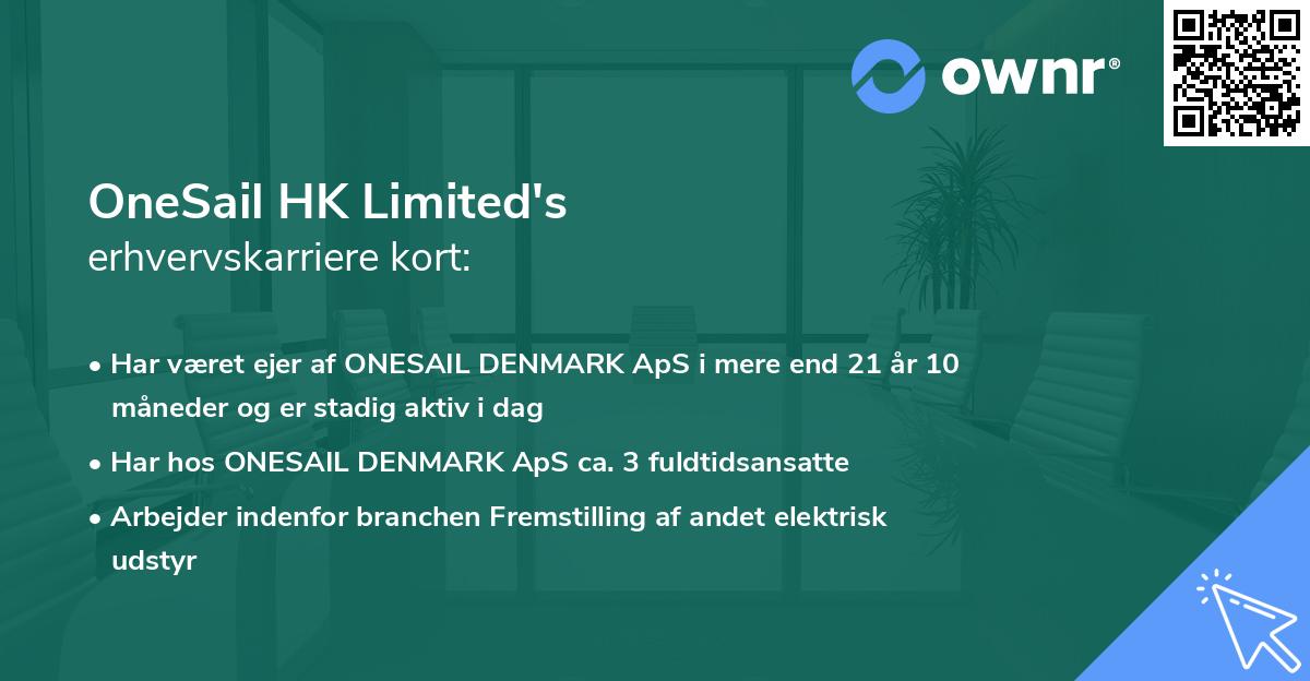 OneSail HK Limited's erhvervskarriere kort