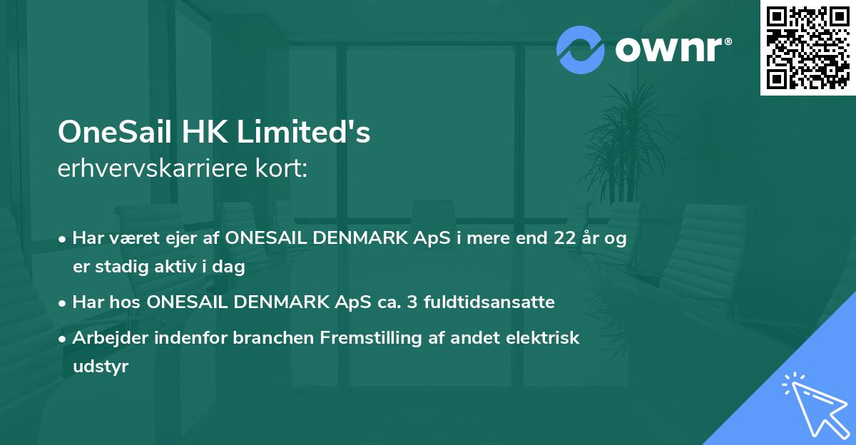 OneSail HK Limited's erhvervskarriere kort