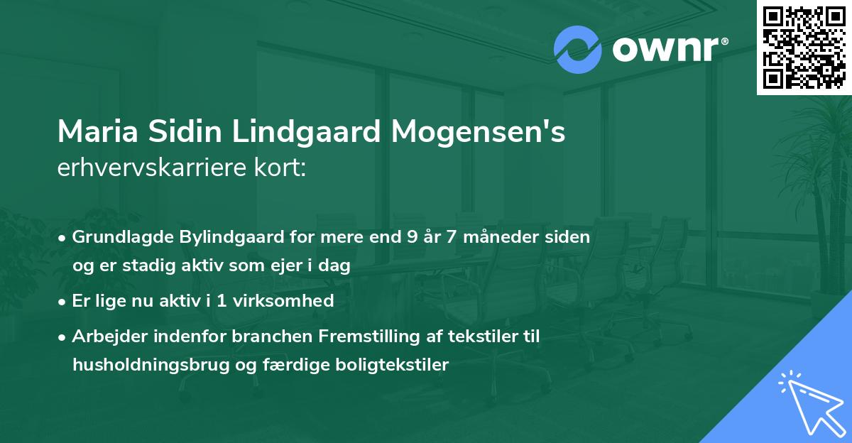 Maria Sidin Lindgaard Mogensen's erhvervskarriere kort