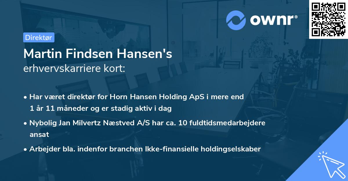 Martin Findsen Hansen's erhvervskarriere kort