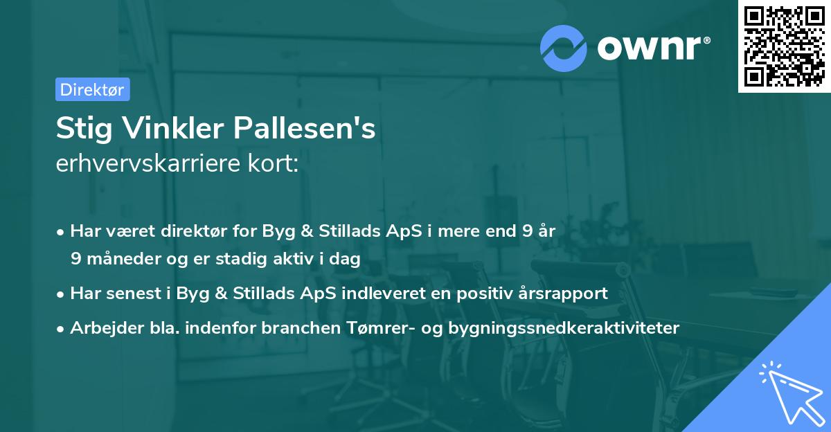 Stig Vinkler Pallesen's erhvervskarriere kort