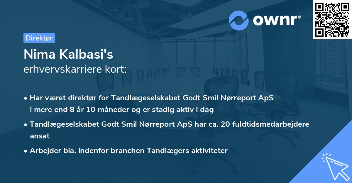 Nima Kalbasi's erhvervskarriere kort