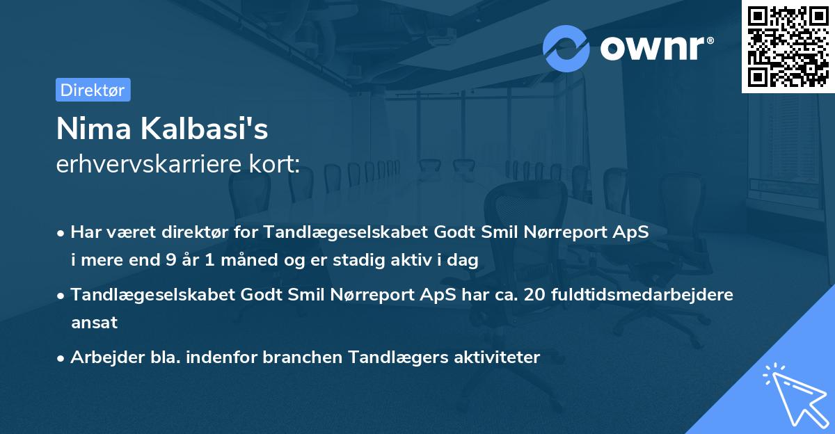 Nima Kalbasi's erhvervskarriere kort