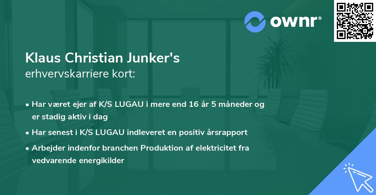 Klaus Christian Junker's erhvervskarriere kort