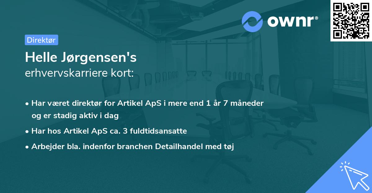 Helle Jørgensen's erhvervskarriere kort