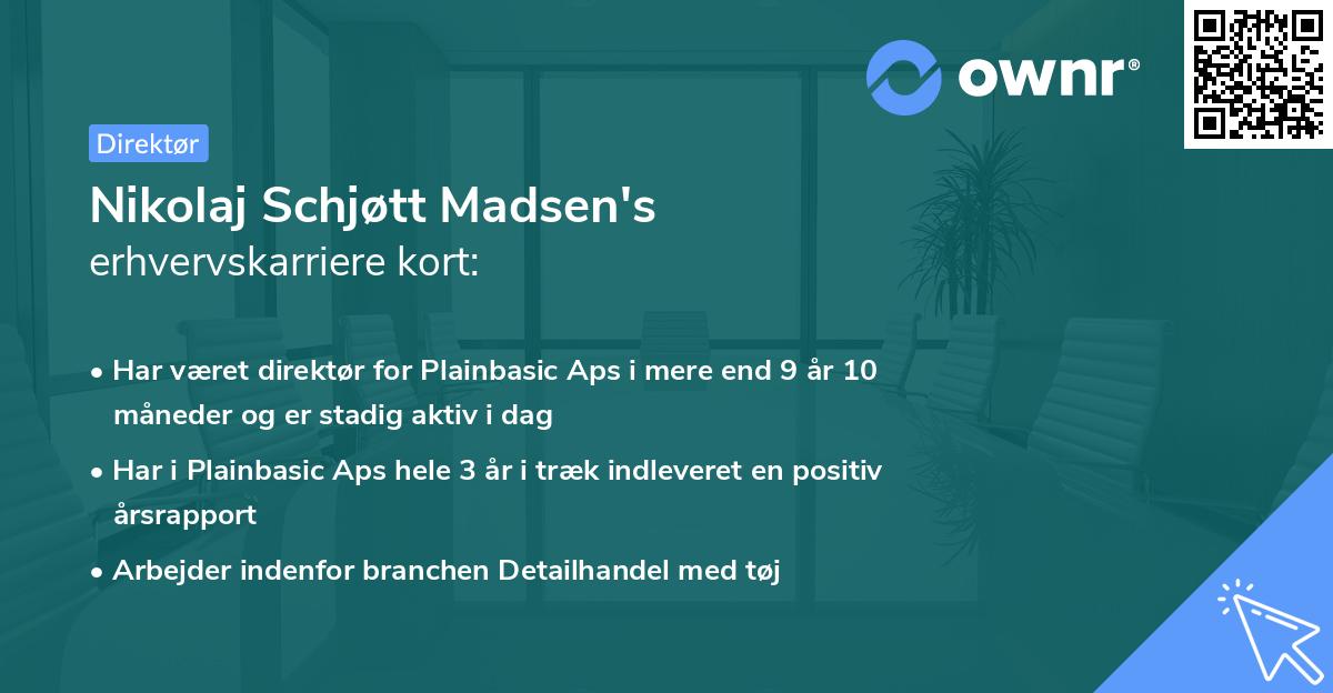Nikolaj Schjøtt Madsen's erhvervskarriere kort
