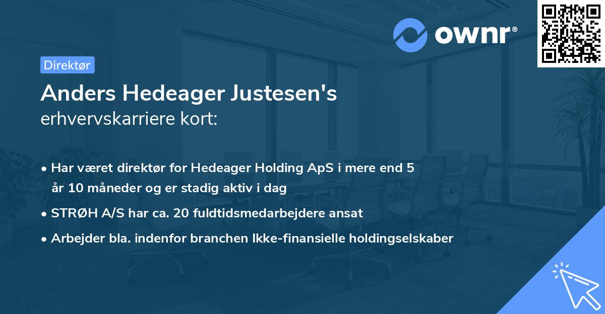 Anders Hedeager Justesen's erhvervskarriere kort