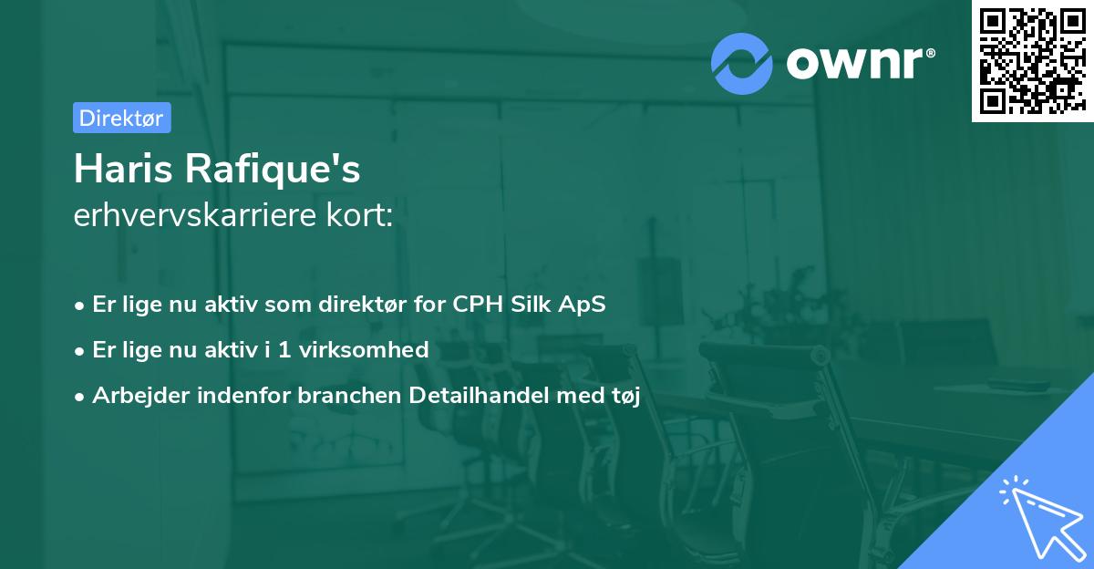 Haris Rafique's erhvervskarriere kort