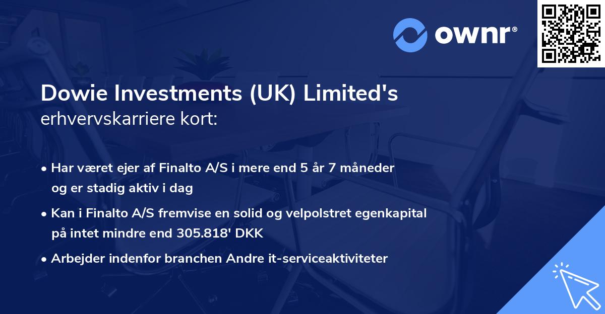 Dowie Investments (UK) Limited's erhvervskarriere kort