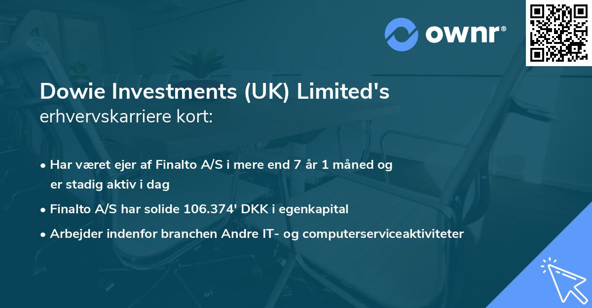 Dowie Investments (UK) Limited's erhvervskarriere kort