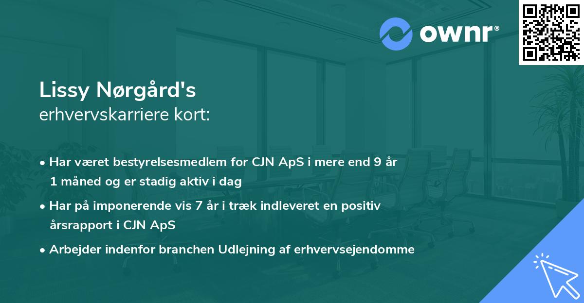 Lissy Nørgård's erhvervskarriere kort