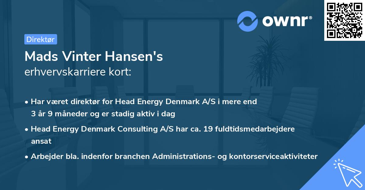 Mads Vinter Hansen's erhvervskarriere kort