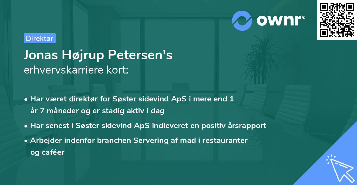 Jonas Højrup Petersen's erhvervskarriere kort