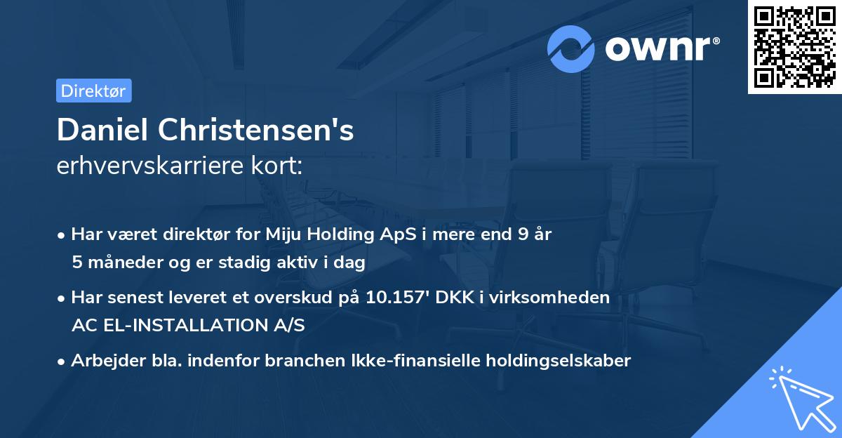 Daniel Christensen's erhvervskarriere kort